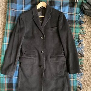 J CREW Wool Cashmere Topcoat Black Size 36